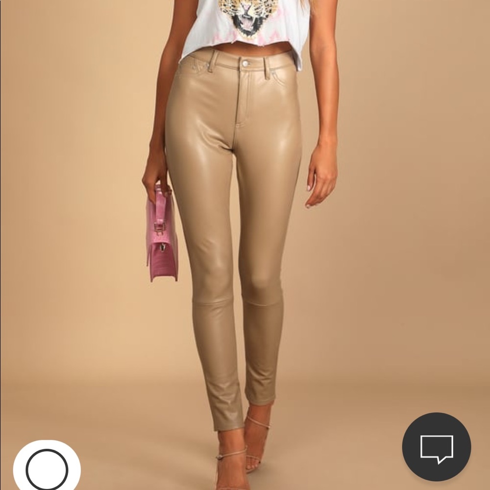 Beige vegan leather pants